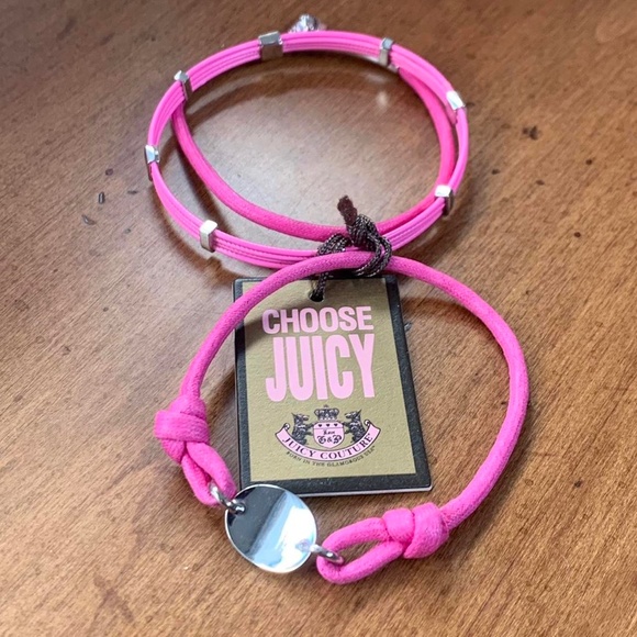 Juicy Couture Pam & Gela Choose Juicy Hot Pink Bracelet/Hair Tie New with Tags main image 5